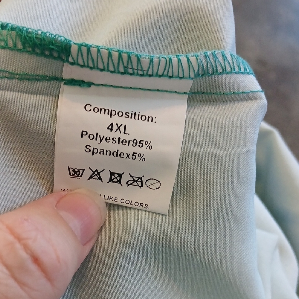 Scoop Neck Green Floral Tunic 4XL Short Sleeve Top - Picture 7 of 8